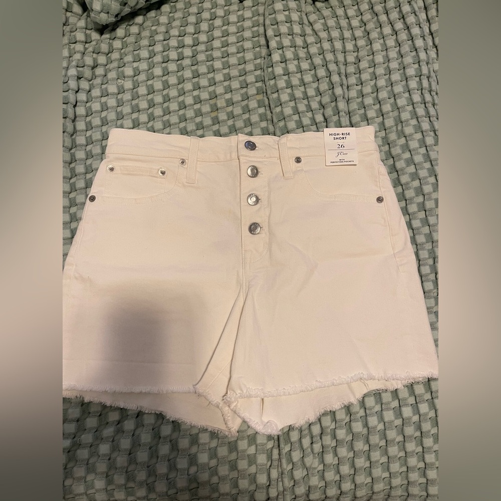 J. Crew High Waist Cream Shorts